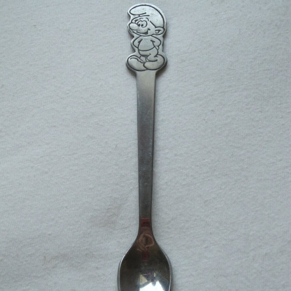 1982 Smurfs Baby / Toddler Spoon, 5.5" - Stainless Steel, Peyo/Danara